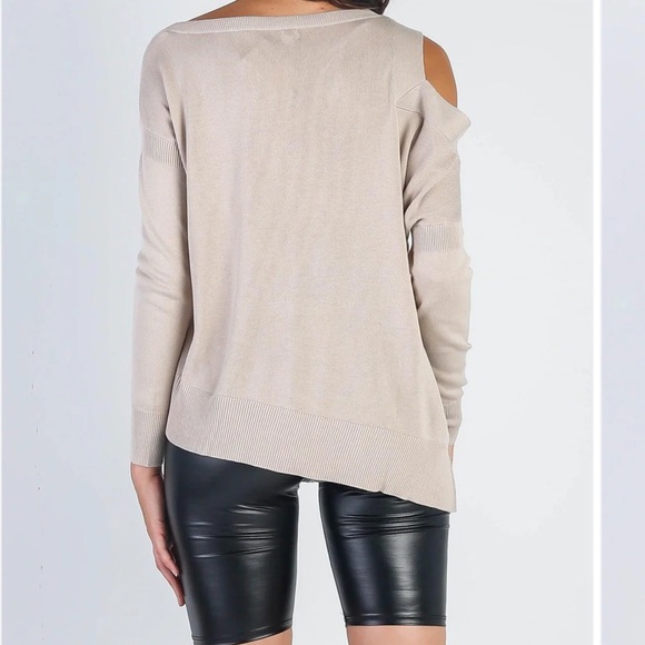 Cold shoulder oatmeal top womens - Picture 2 of 2